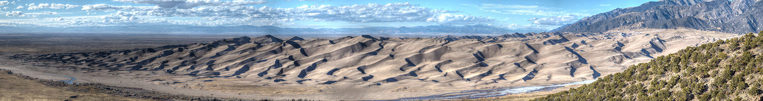 Long view of Great Sand Dunes National Park dune field